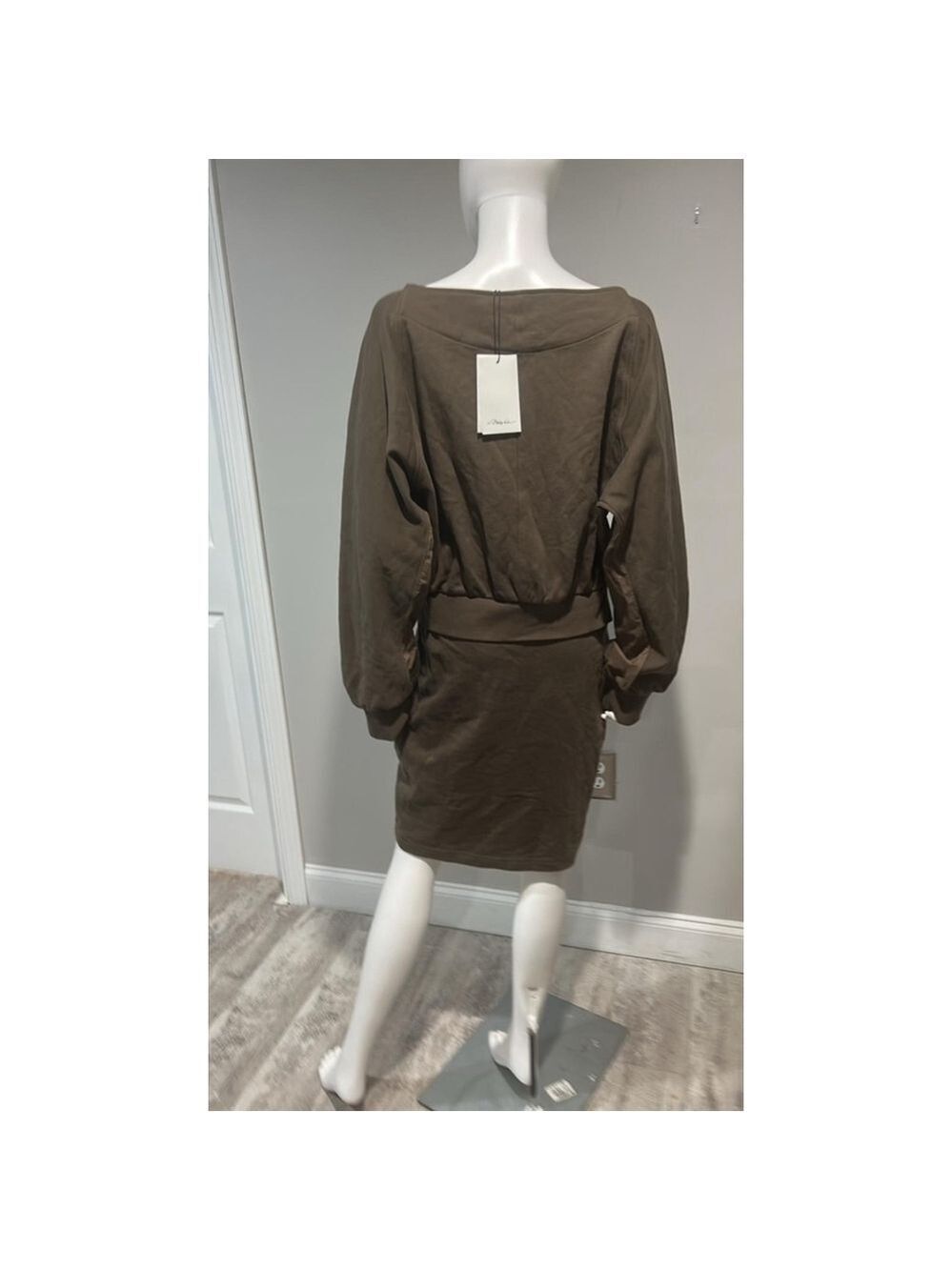 Phillip Lim Army Green Poplin Trimmed Cotton Mini Dress Size Large - Picture 11 of 11